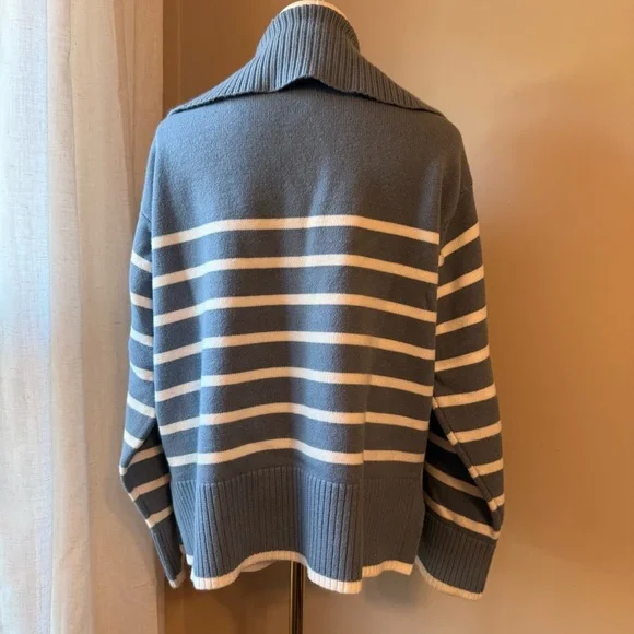 Maeve Striped Henley Pullover Sweater - Picture 3 of 5